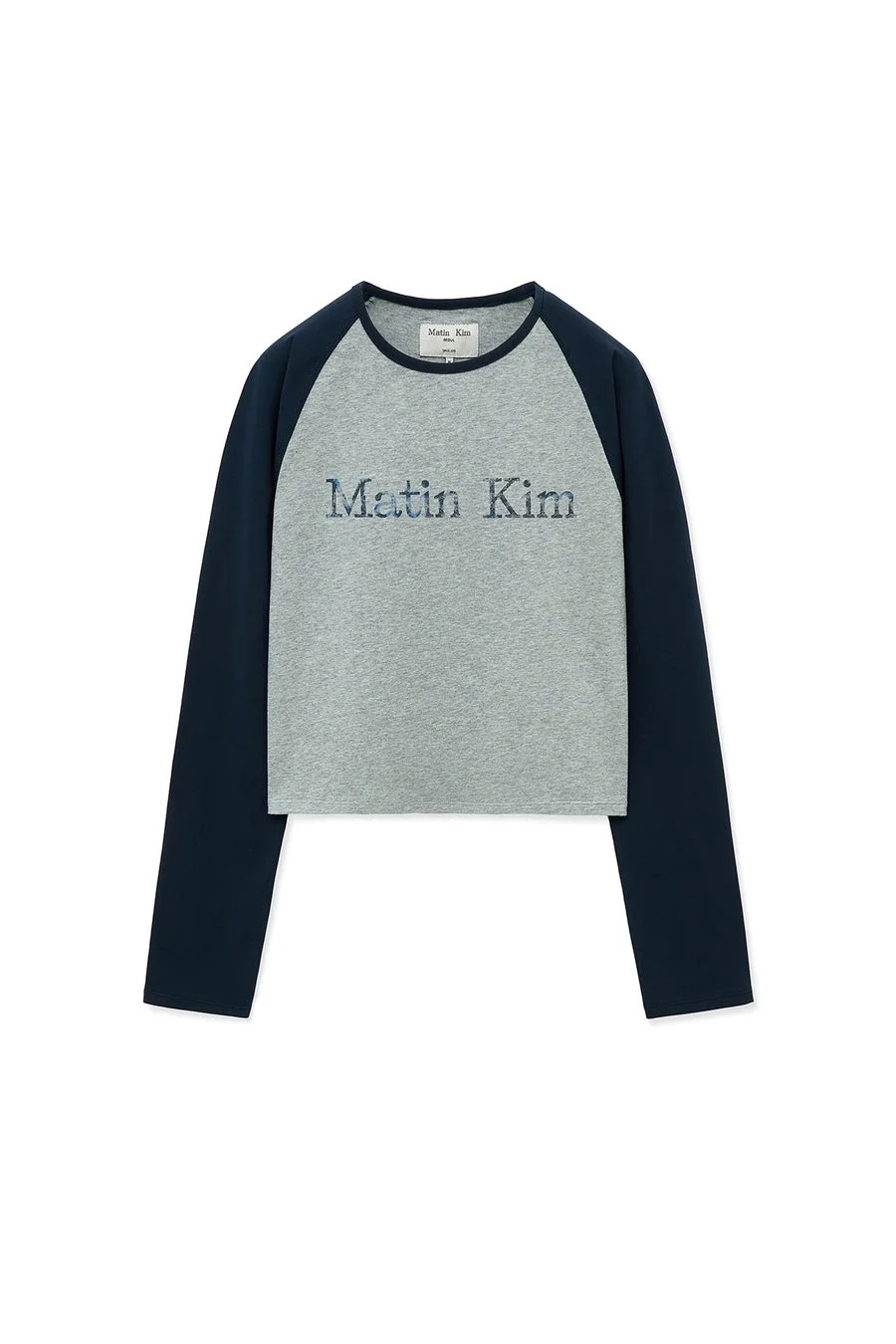 MATIN LETTERING RAGLAN CROP TOP IN NAVY