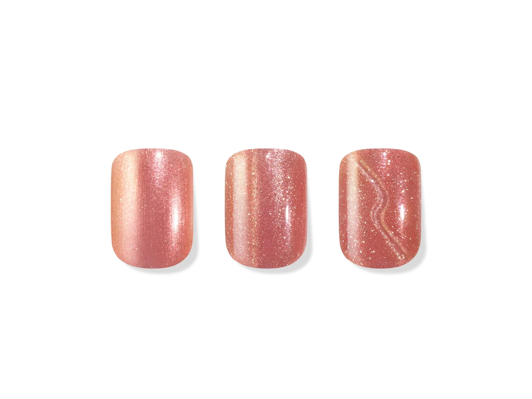 きらめくローズゴールド系のジェルネイルチップ