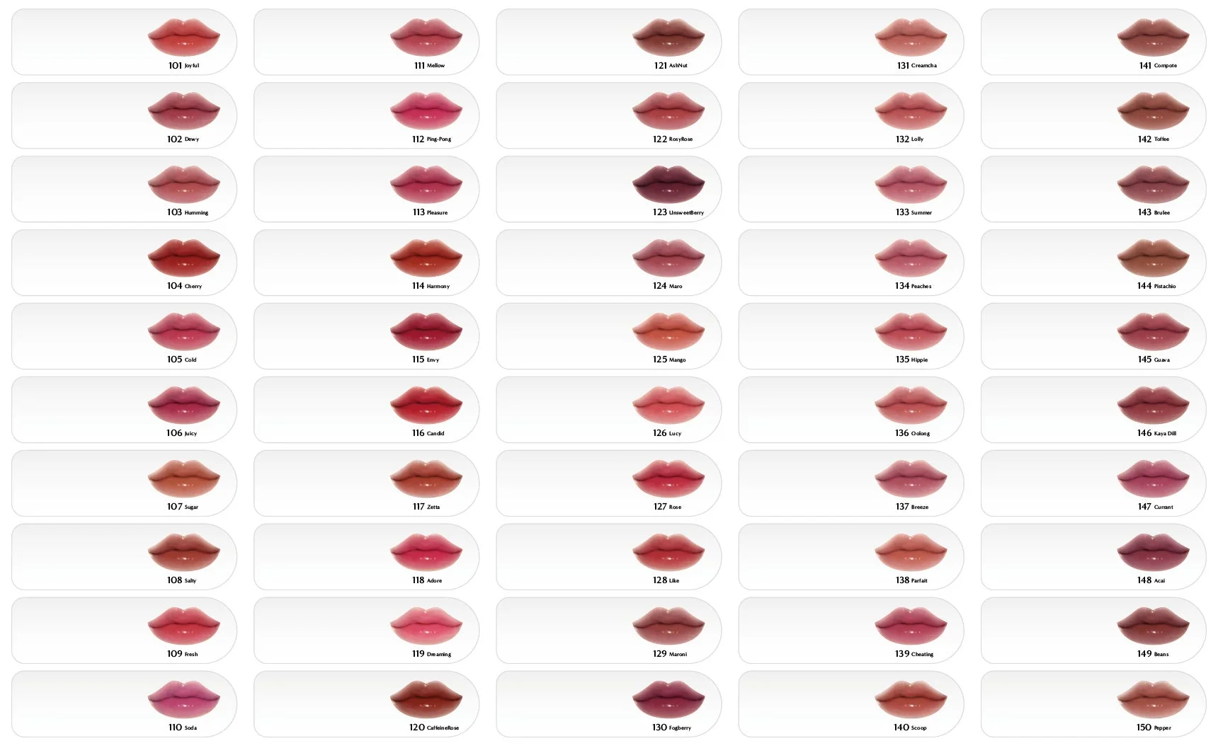 Lakaのリップカラーチャート