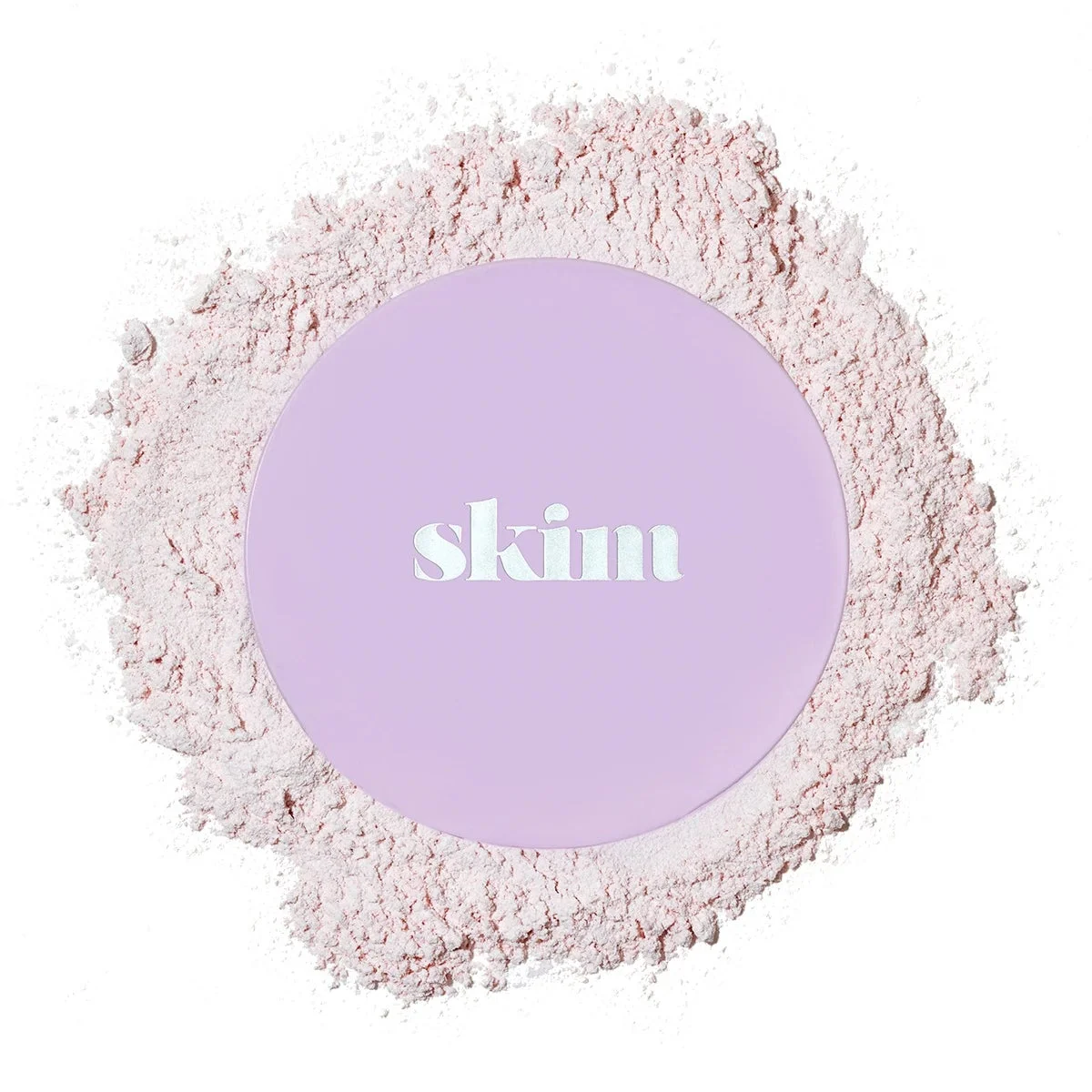 ピンク色のパウダーと紫の蓋