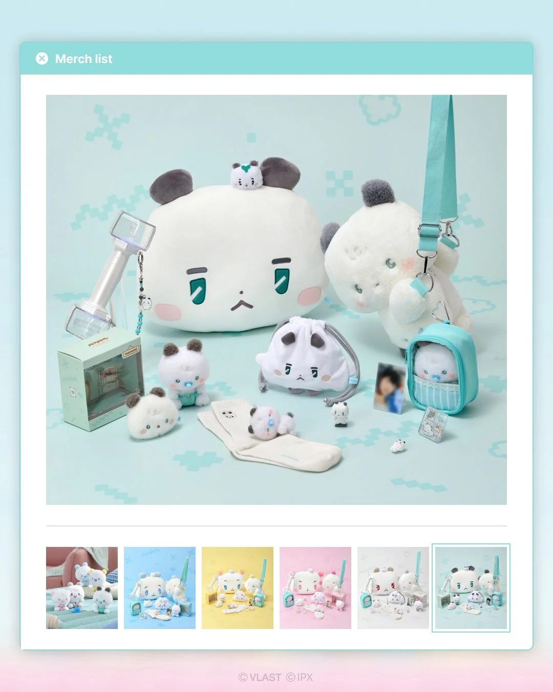 パンダや雲のようなキャラクターグッズ