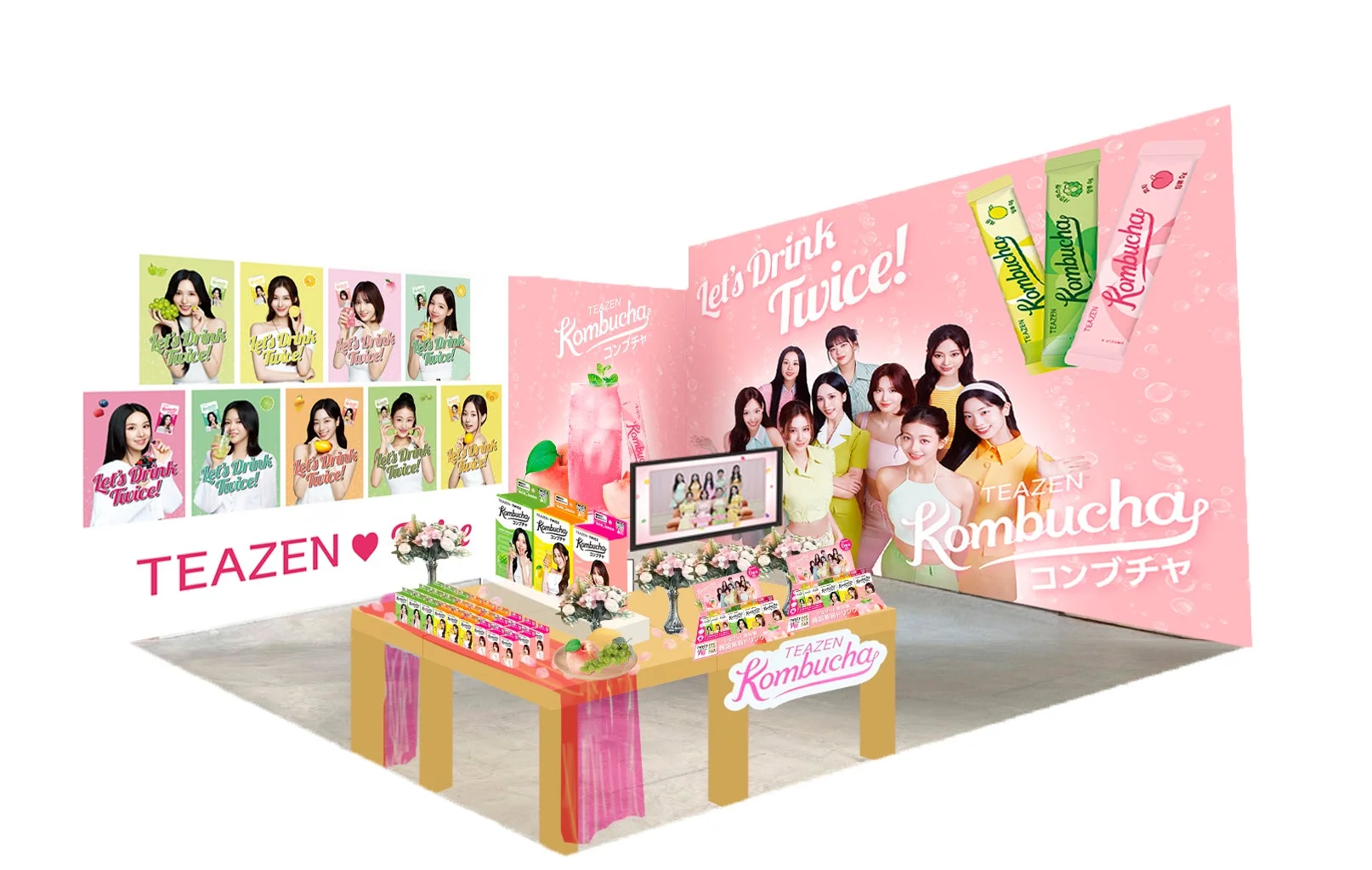 TWICEとTEAZENコンブチャのプロモーションブース