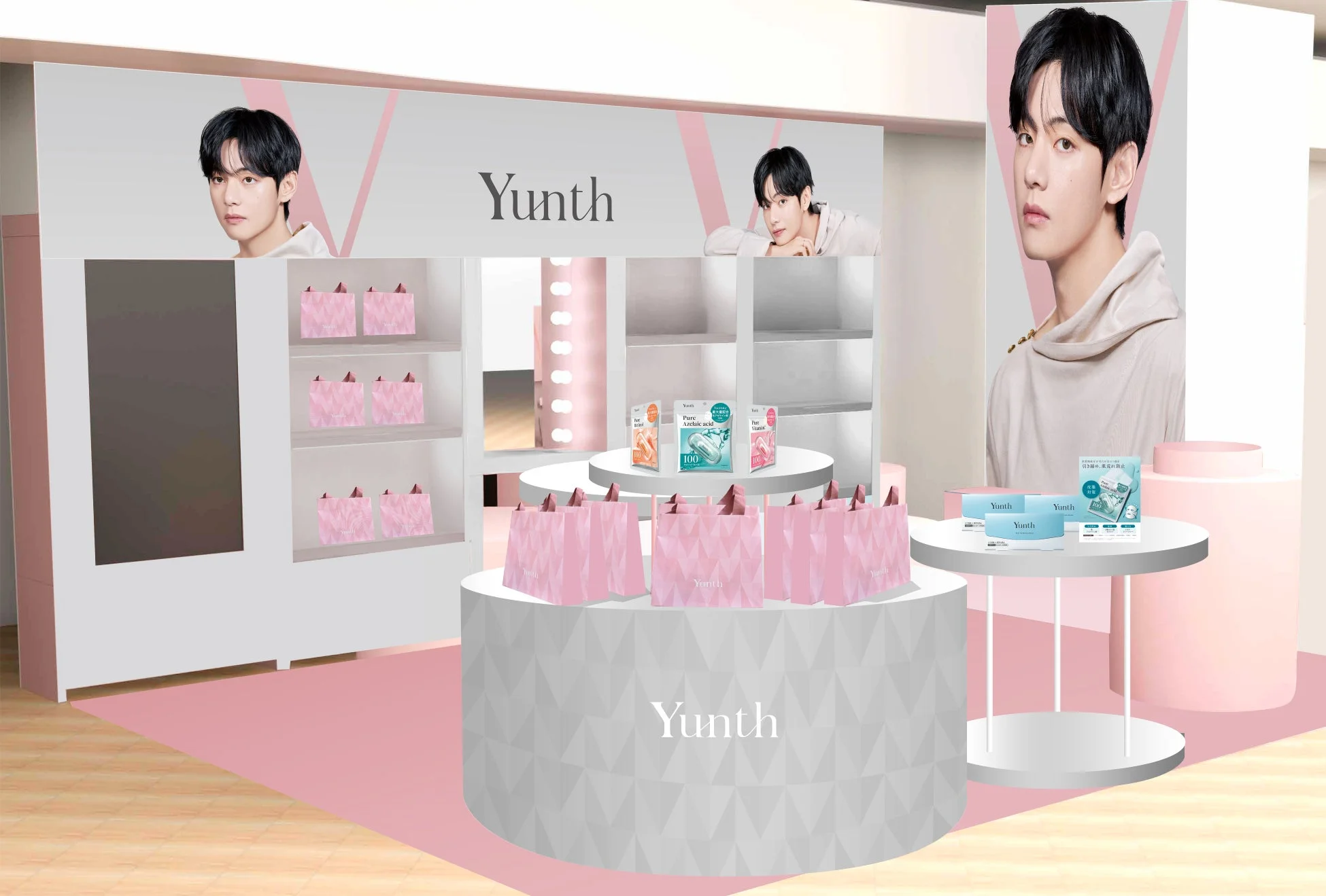 BTS・Vさんの大型ビジュアルが目印のYunthポップアップストア